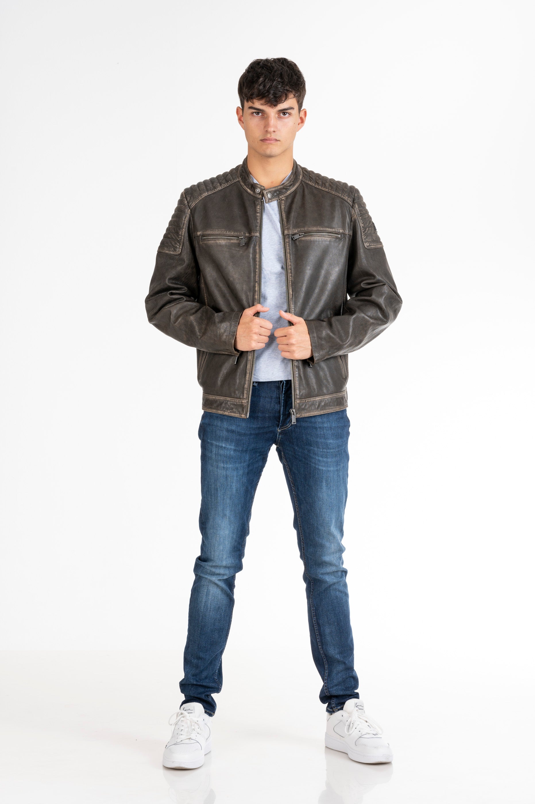 Leder-Bikerjacke Dev