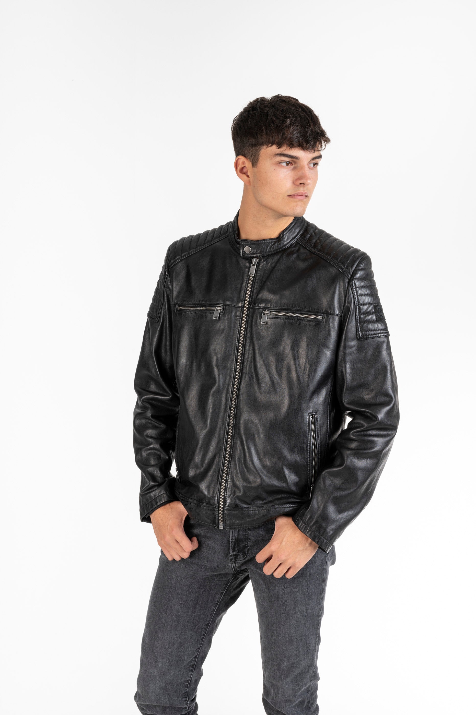 Leder-Bikerjacke Dev