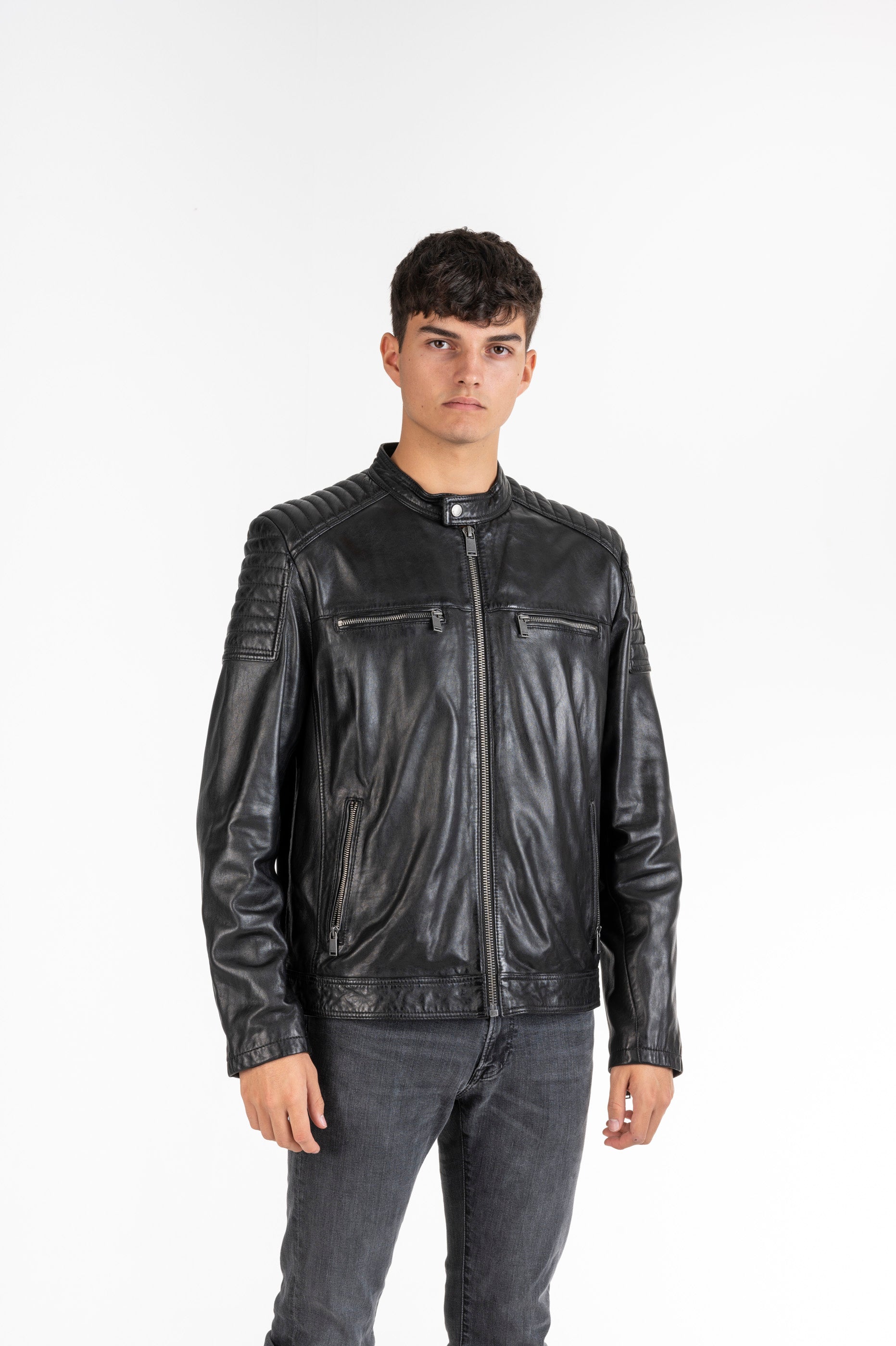 Leder-Bikerjacke Dev
