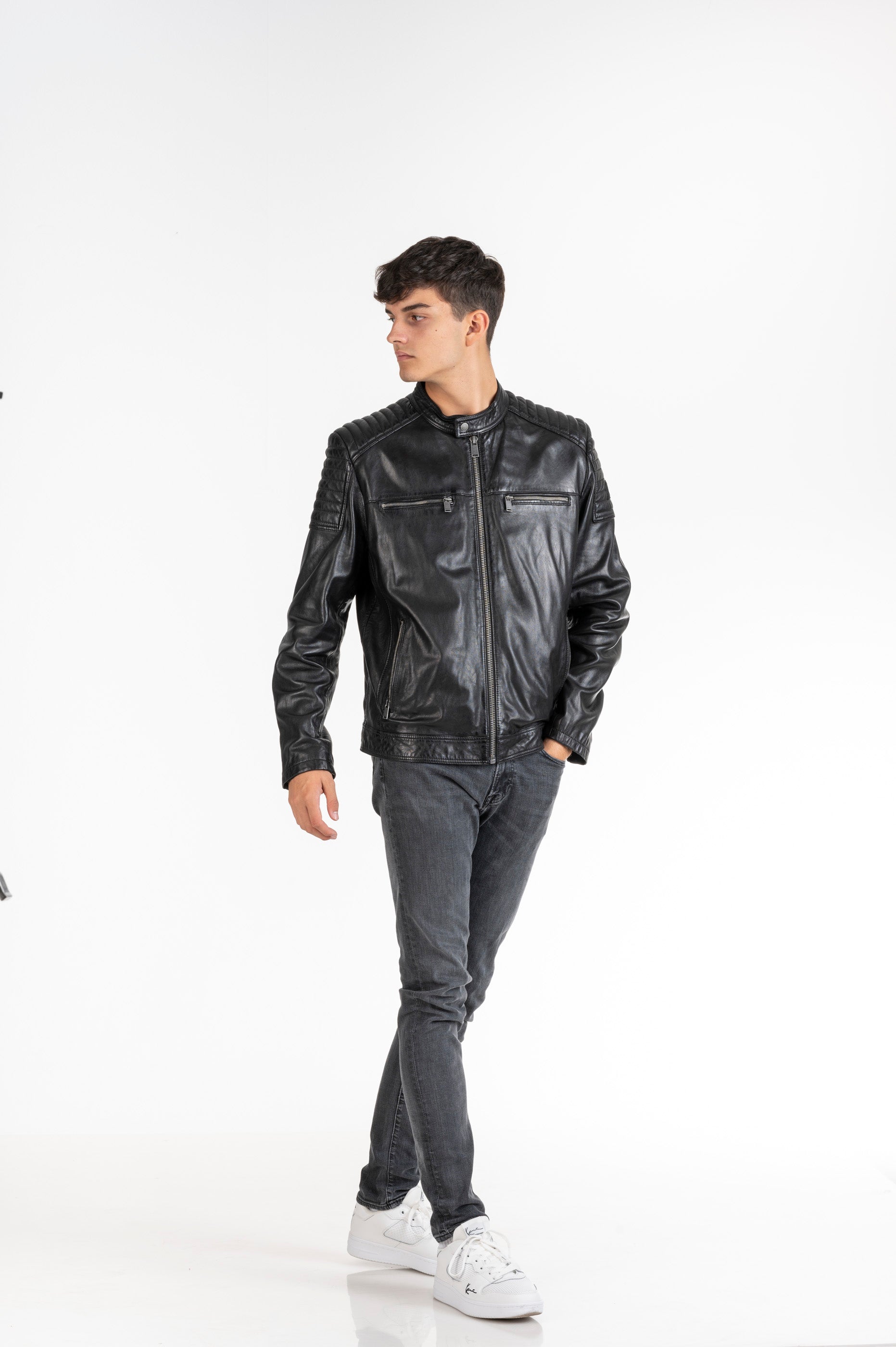 Leder-Bikerjacke Dev