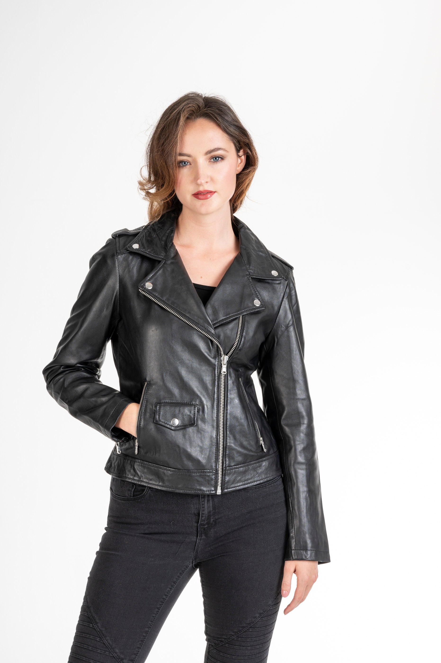 Leder- Bikerjacke Damen Julia