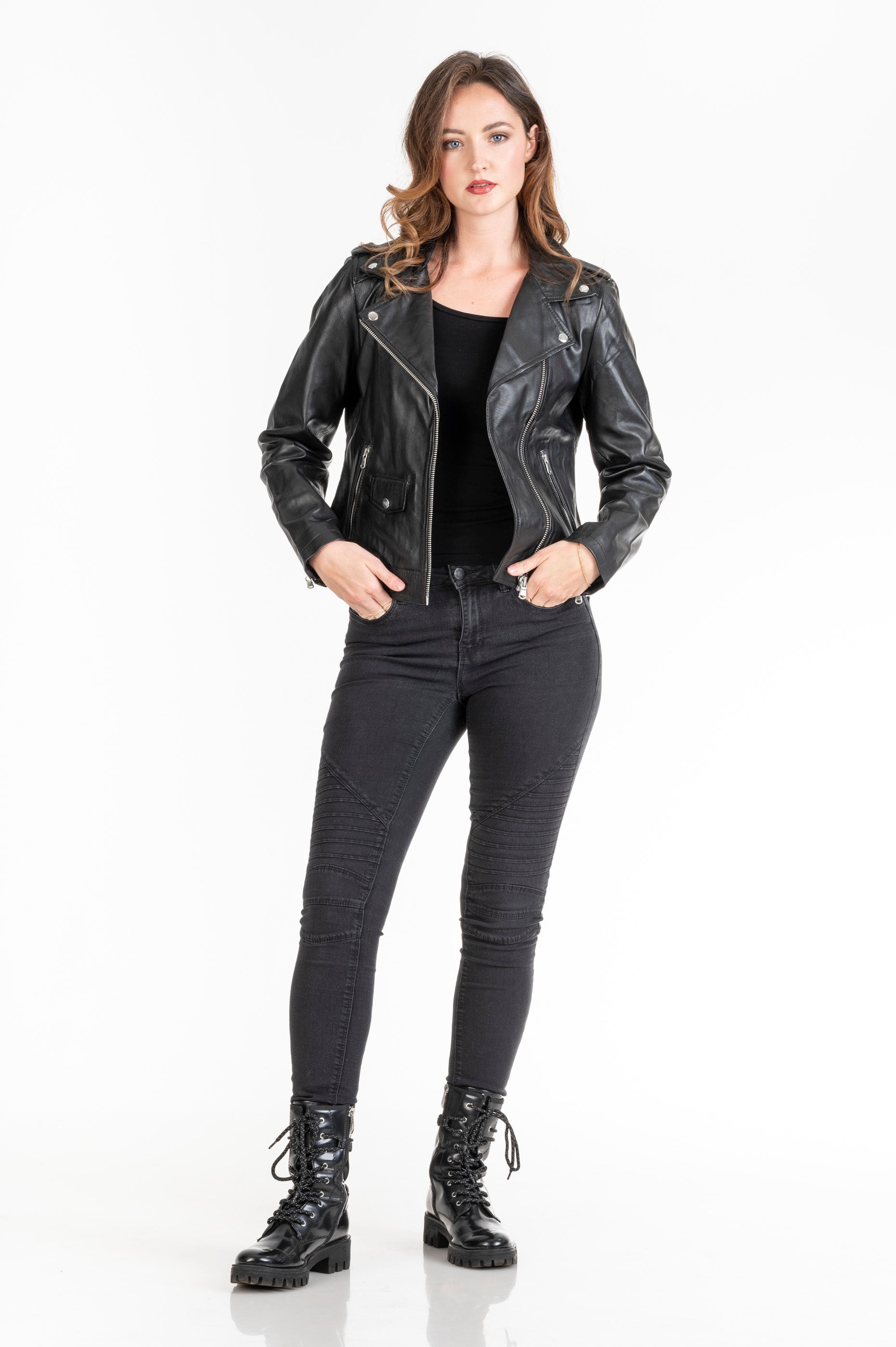 Leder- Bikerjacke Damen Julia
