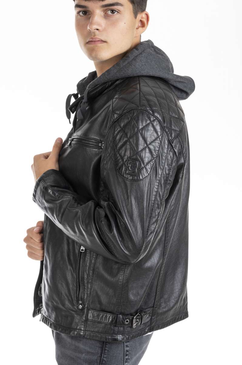 Lederjacke mit Kapuze Nevio