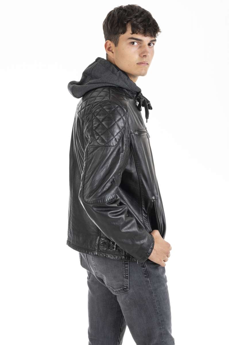 Lederjacke mit Kapuze Nevio
