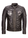Bikerjacke aus Leder Nick mit Aufnäher