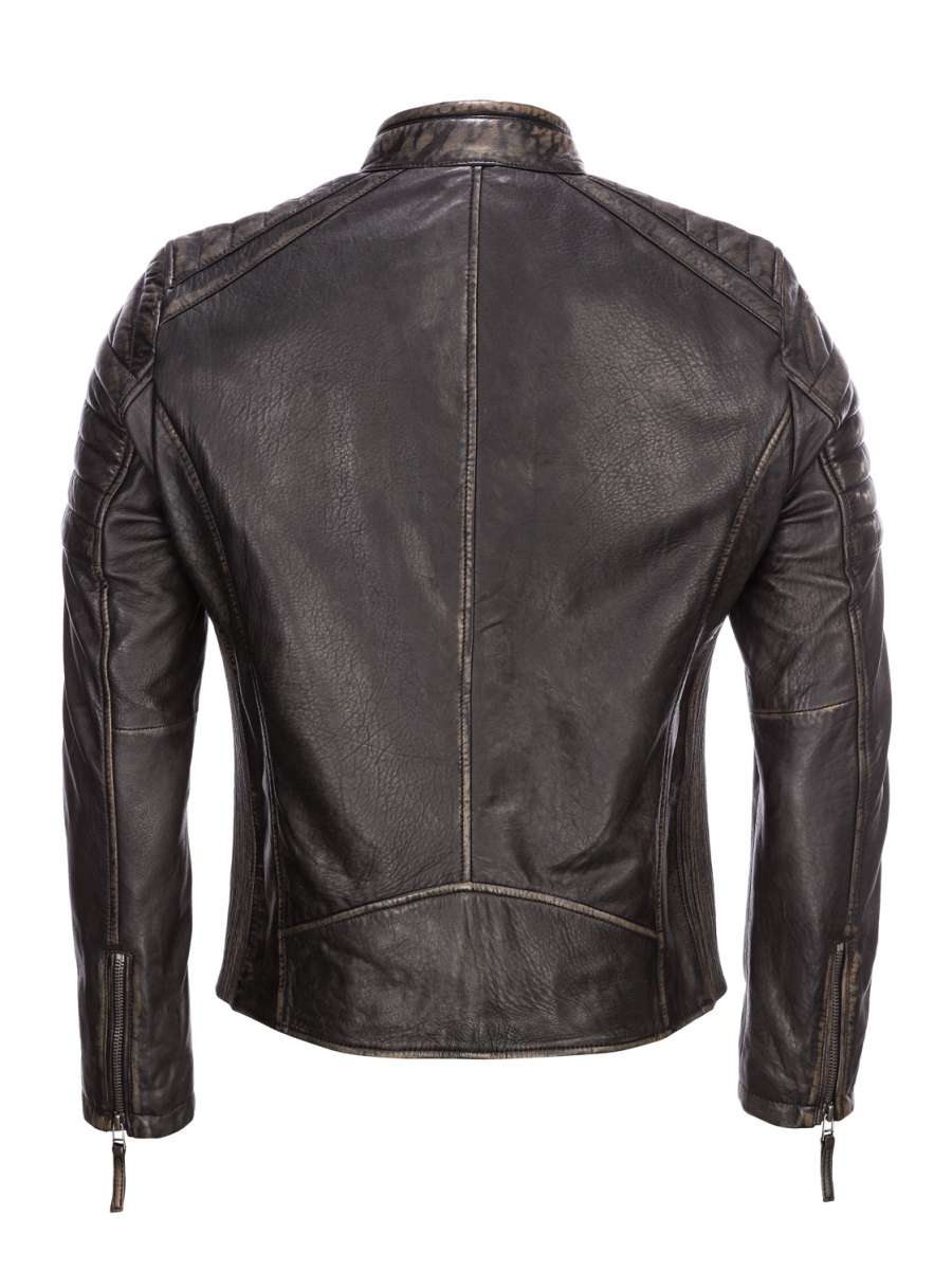 Bikerjacke aus Leder Nick mit Aufnäher