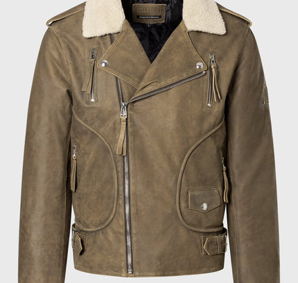 Nick leather biker jacket with patch