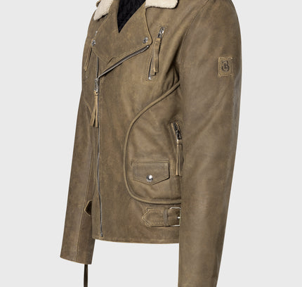 Nick leather biker jacket with patch