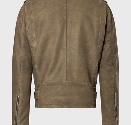 Nick leather biker jacket with patch
