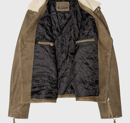 Nick leather biker jacket with patch