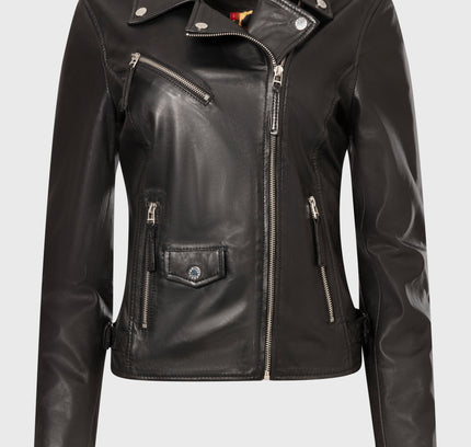 KATE- Biker lederjacke mit Reverskragen