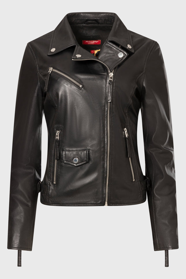 KATE- Biker lederjacke mit Reverskragen