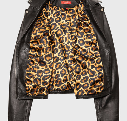KATE- Biker lederjacke mit Reverskragen