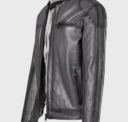 Melvin Lederjacke mit Kapuze