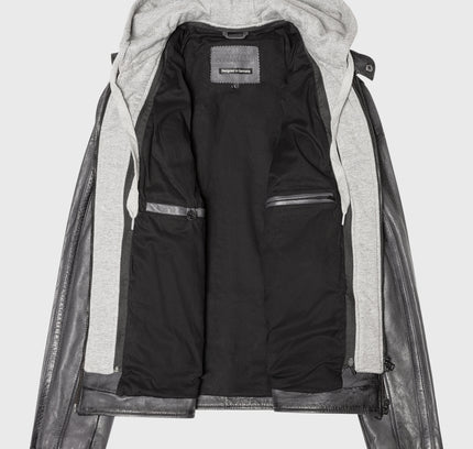 Melvin Lederjacke mit Kapuze