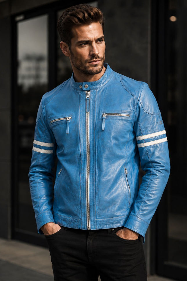 Leather Bomber Jacket College