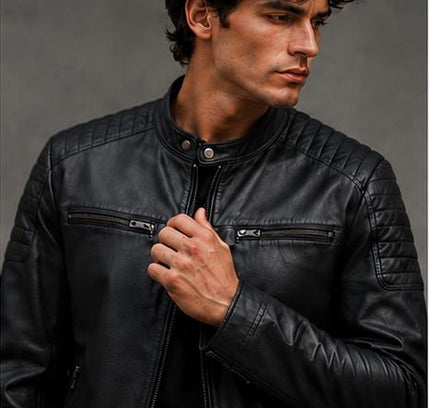 Leather biker jacket Dev