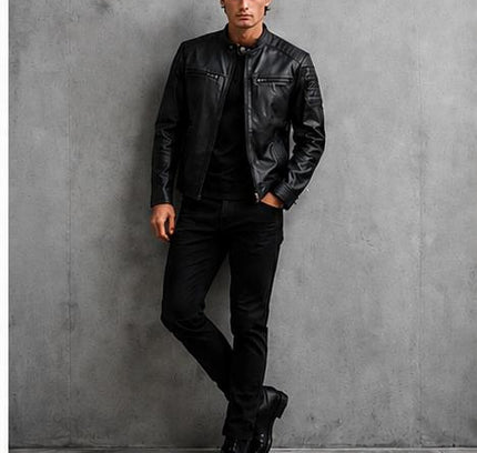 Leather biker jacket Dev