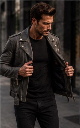 Nevio hooded leather jacket