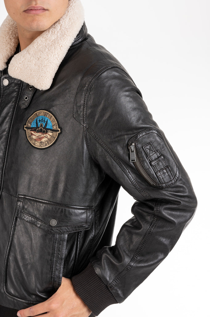 Stylisch Funktional Gemütlich Warm Leder Pilotjacke Heren