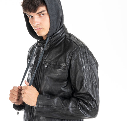 Melvin hooded leather jacket