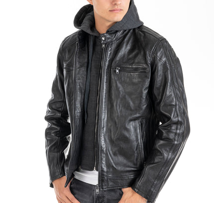 Melvin hooded leather jacket