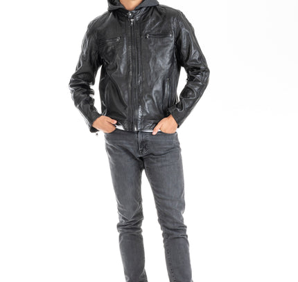 Melvin hooded leather jacket