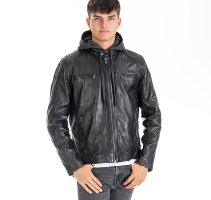 Melvin hooded leather jacket